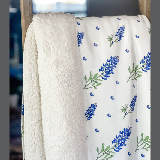 Bluebonnets Plush Throw Blanket 60x80 Nostalgic Hometown Keepsake