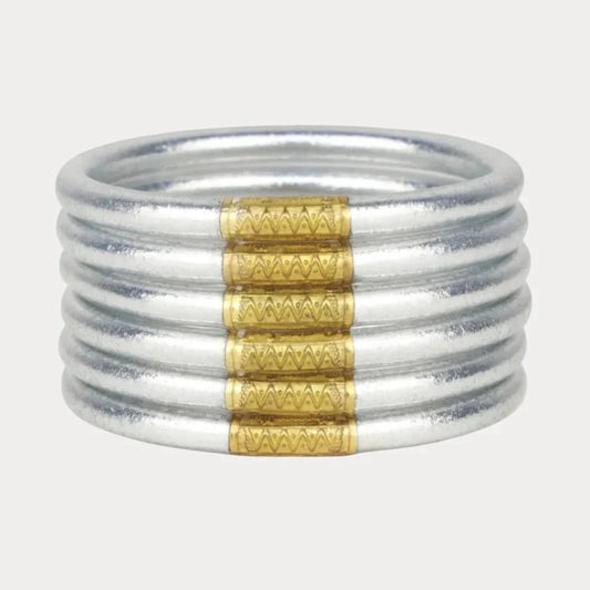Budhagirl Silver All Weather Bangles® (Set of 6) - Serenity Prayer