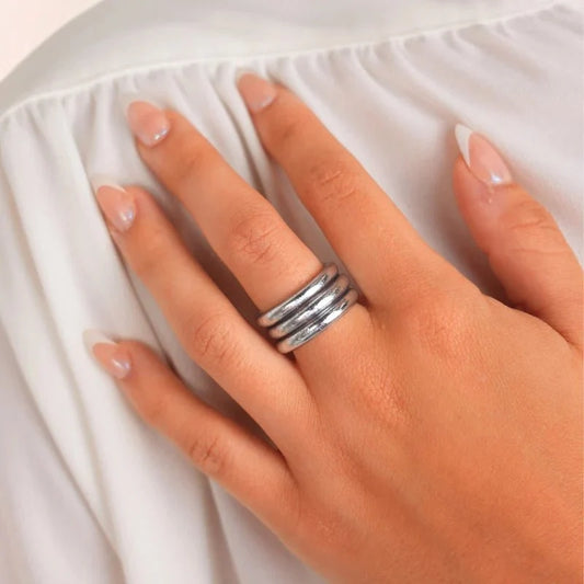 BudhaGirl Silver All Weather Rings (Set of 3)
