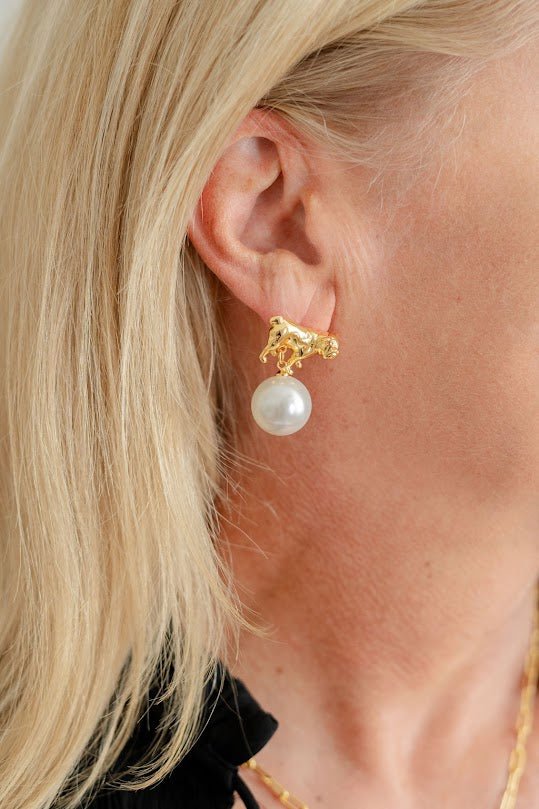 Bulldog Drop Stud Earring - 18k Gold Plated