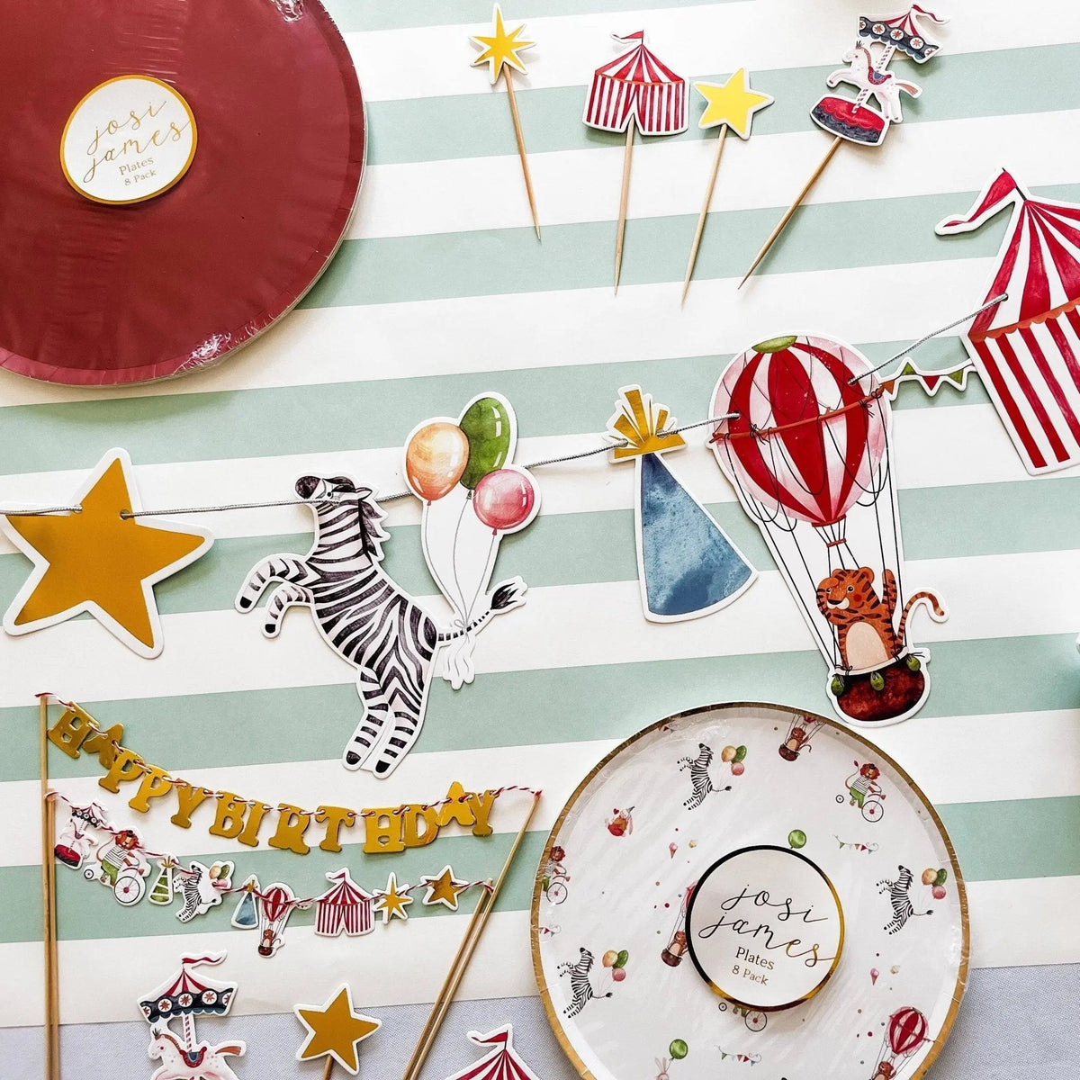 Carnival Cake Topper β Mini Circus Garland Cake Banner