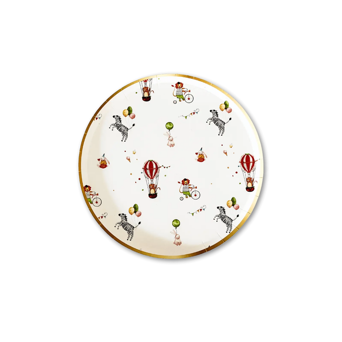 Carnival Dessert Paper Plates β 7-Inch, Gold Accents (8pcs)