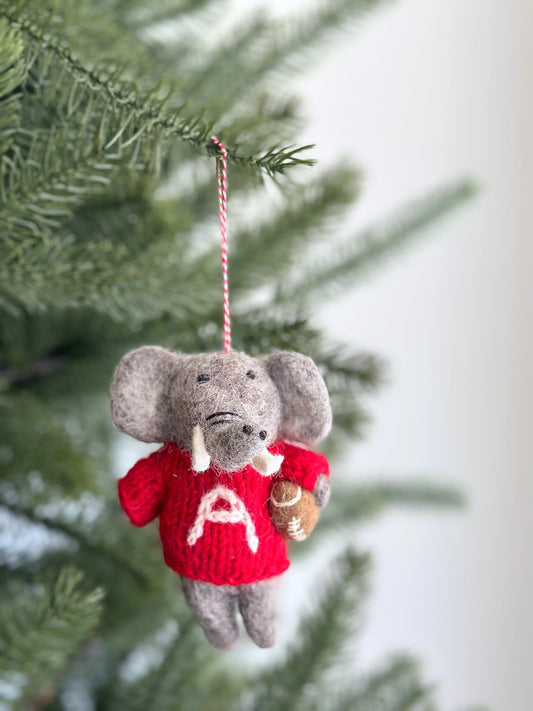 Alabama Elephant Felt Christmas Ornament