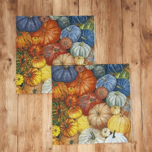 Decoupage Napkins Fall Pumpkin Patch Thanksgiving Halloween Orange Yellow Blue Cocktail Paper Crafts Cardmaking