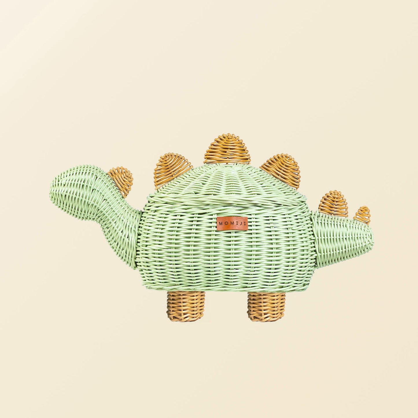 Dinosaur Rattan Storage Basket Mint Green - Medium