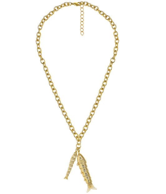 Lucky Double Fish Necklace- Momma and Baby Fish
