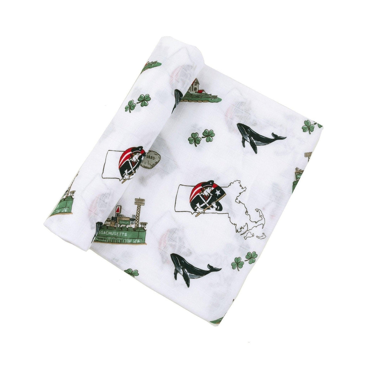 Massachusetts Newborn Gift Set: Muslin Swaddle & Bib