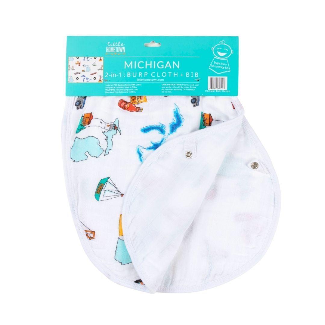 Michigan Newborn Gift Set: Muslin Swaddle & Bib | Organic Cotton