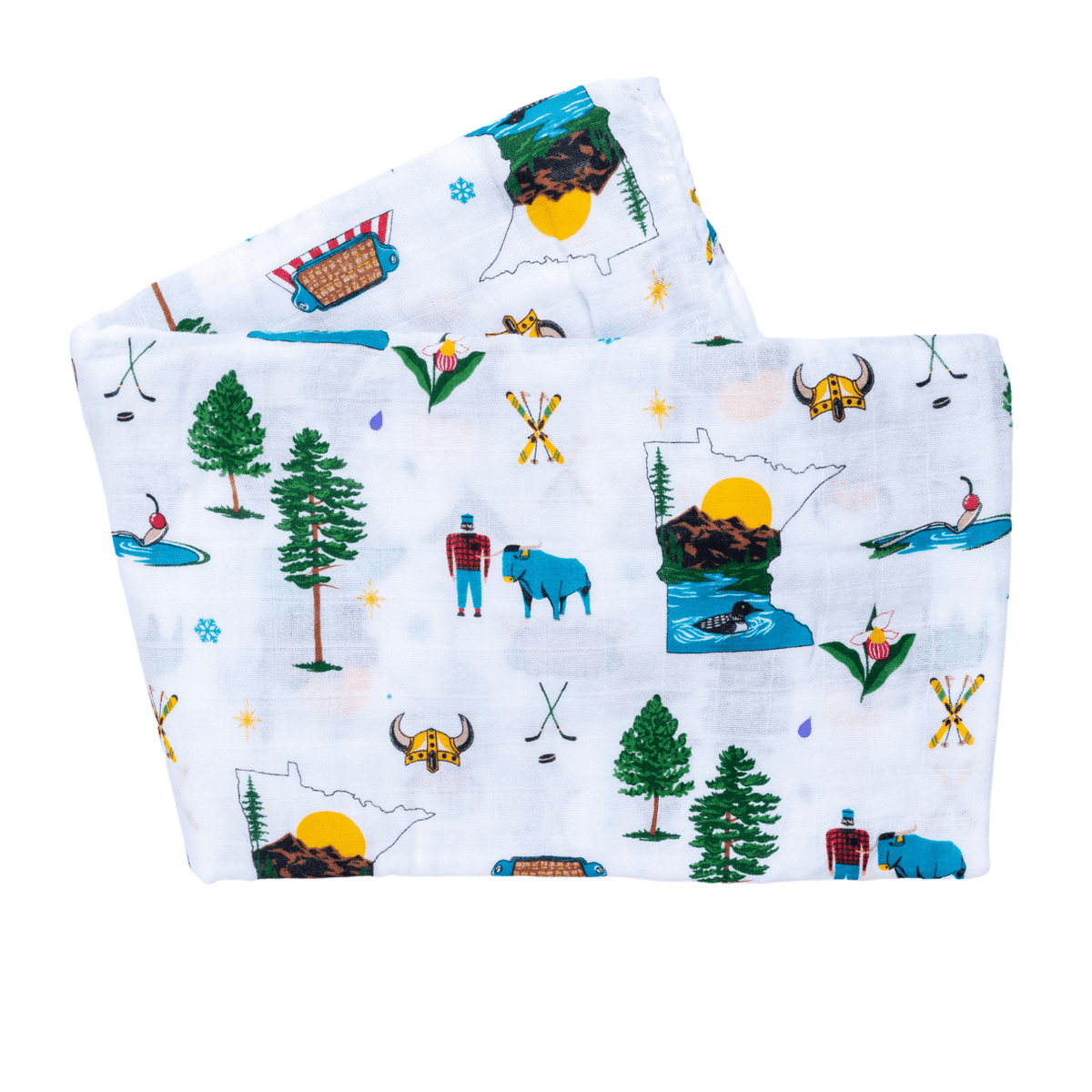 Minnesota Baby Gift Set: Muslin Swaddle & Bib | Organic Cotton