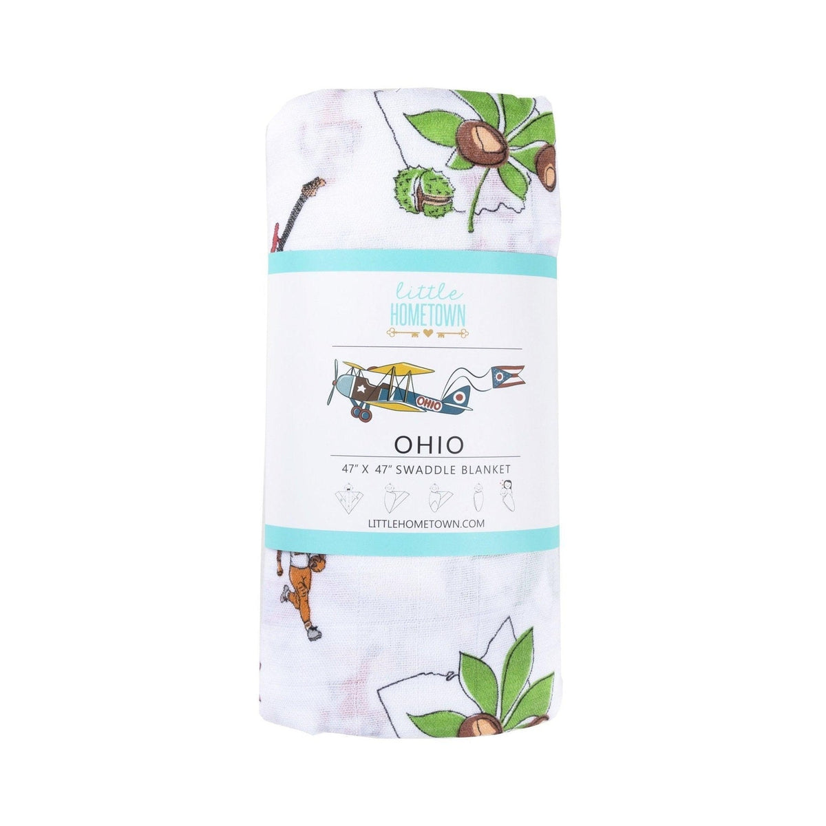 Ohio Baby Gift Set: Muslin Swaddle & Bib | Organic Cotton