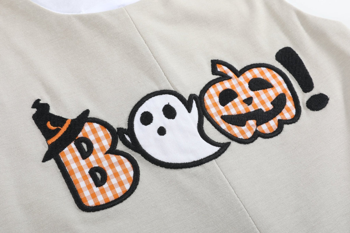 Halloween Gray Boo Applique Longall