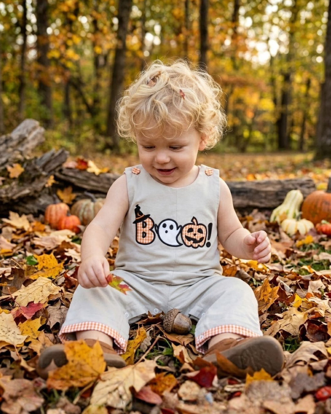 Halloween Gray Boo Applique Longall