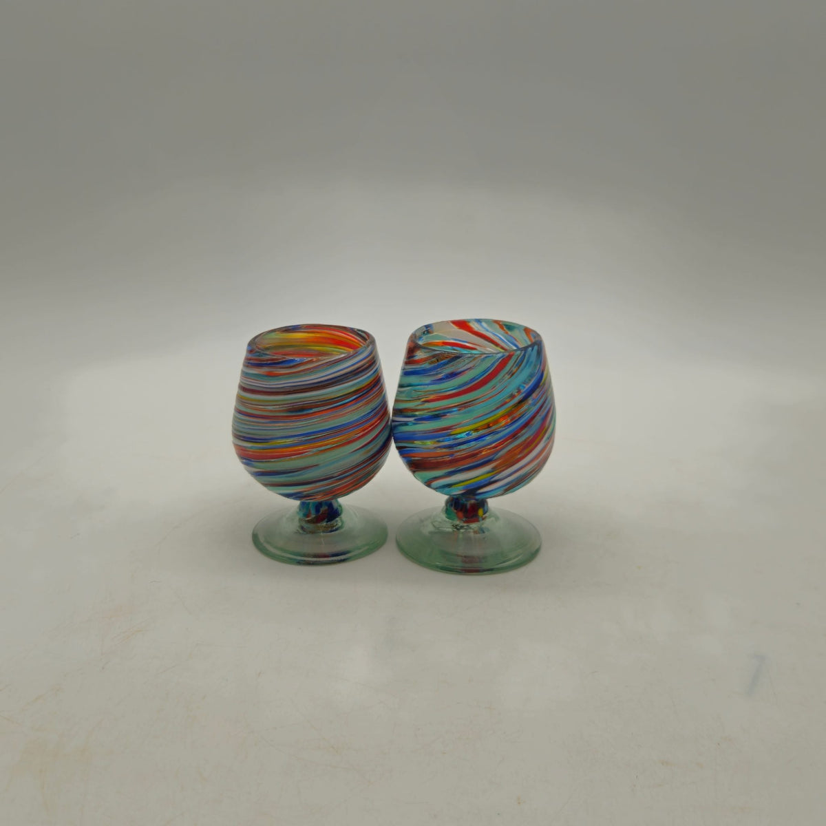 Hand-Blown Mexican Shot Glass | Confetti Swirl Cognac Design