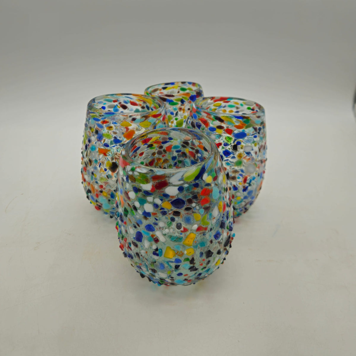 Handblown XL Stemless Wine Glass | Confetti Pebble Pattern