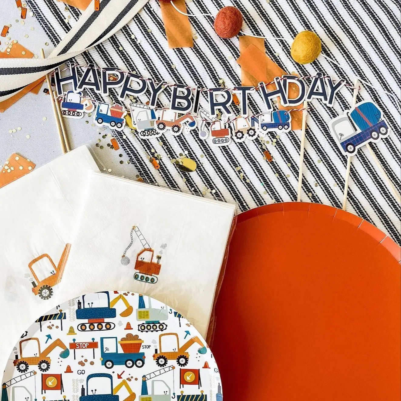 Happy Birthday Cake Banner Navy