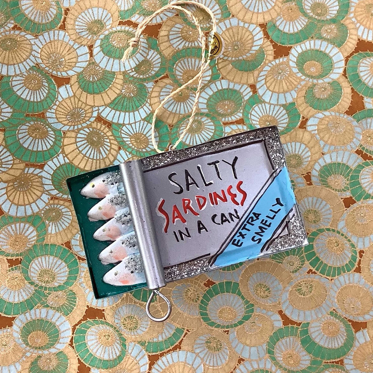 Salty Sardines Glass Ornament