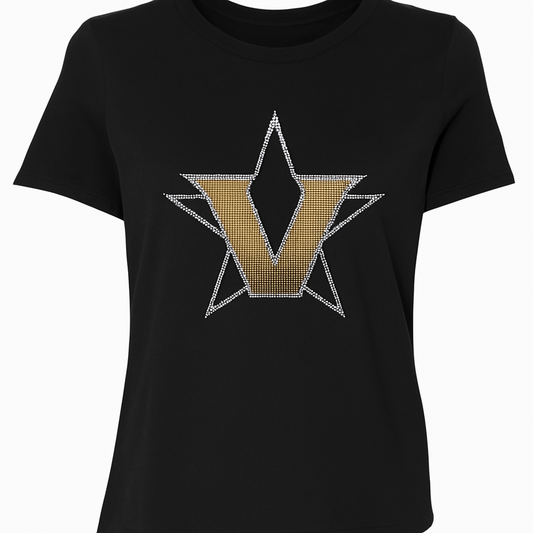 Vanderbilt Star V Black Crewneck Short Sleeve T-Shirt