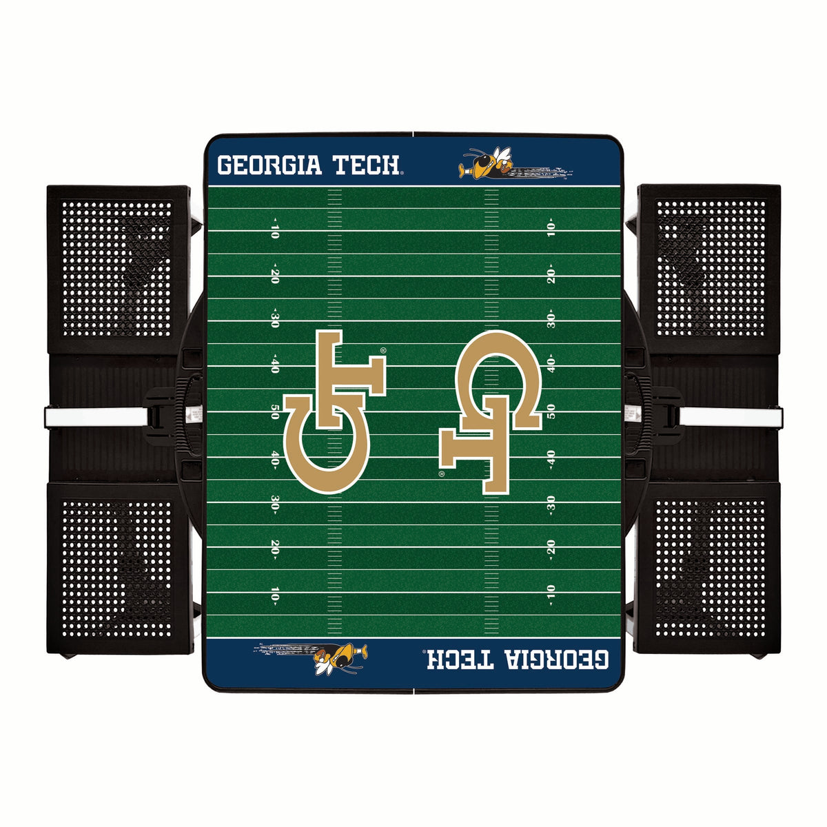 Georgia Tech Yellow Jackets Football Field - Picnic Table Portable Folding Table with Seats