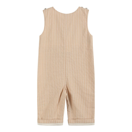 Light Brown Pinstripe Pumpkin Smocked Longall