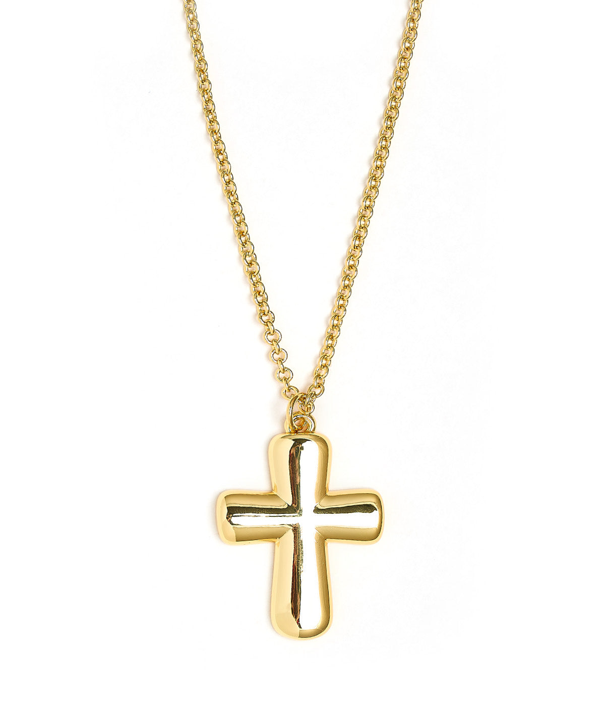 Puffy Cross Necklace with gold chain - 18k Plated Necklace