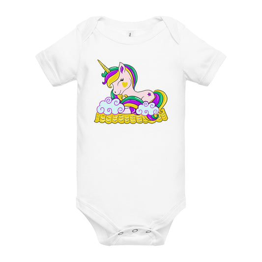 Mardi Gras Unicorn Baby Onesie Soft Cotton Newborn Outfit