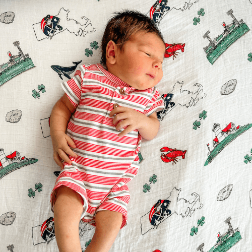 Massachusetts Newborn Gift Set: Muslin Swaddle & Bib