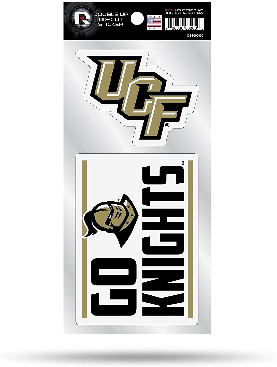 University of Central Florida Knights UCF 2-Piece Double Up Die Cut Sticker Decal Sheet, 4x8 Inch