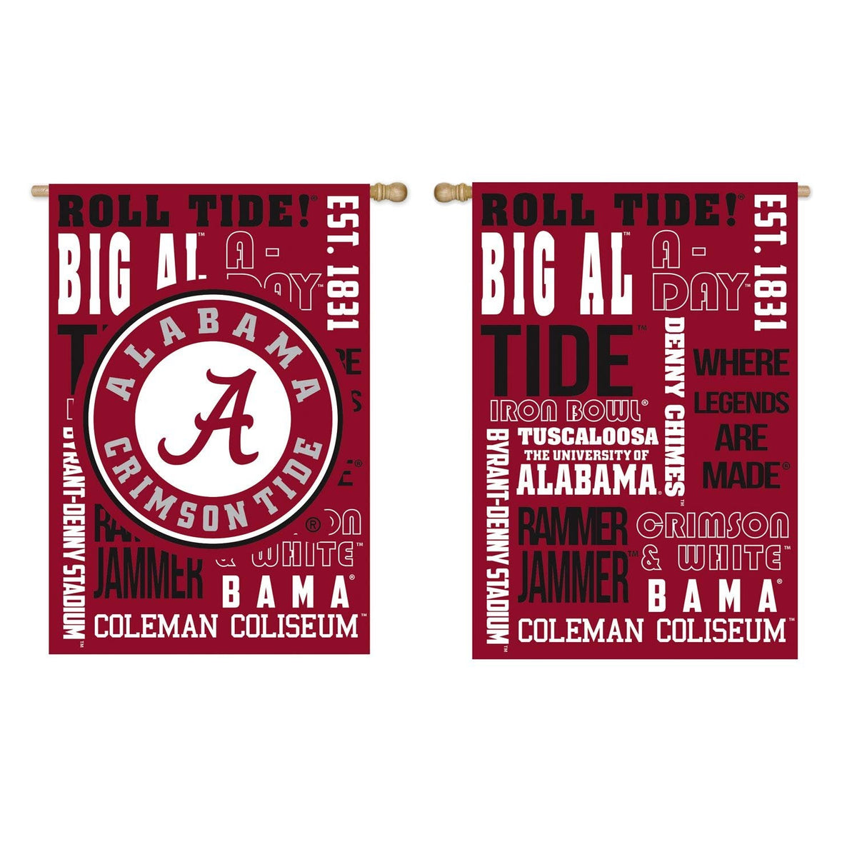 University of Alabama Crimson Tide Premium Double Sided Garden Flag Banner, Fan Rules Design, 13x18 Inch, Display Stand Sold Seperately, Officially Licensed