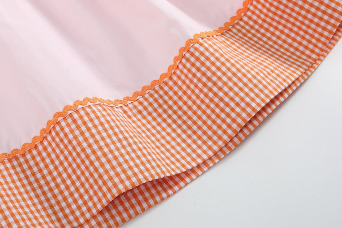 Halloween Pink and Orange Gingham Boo Smocked Bishop Dress