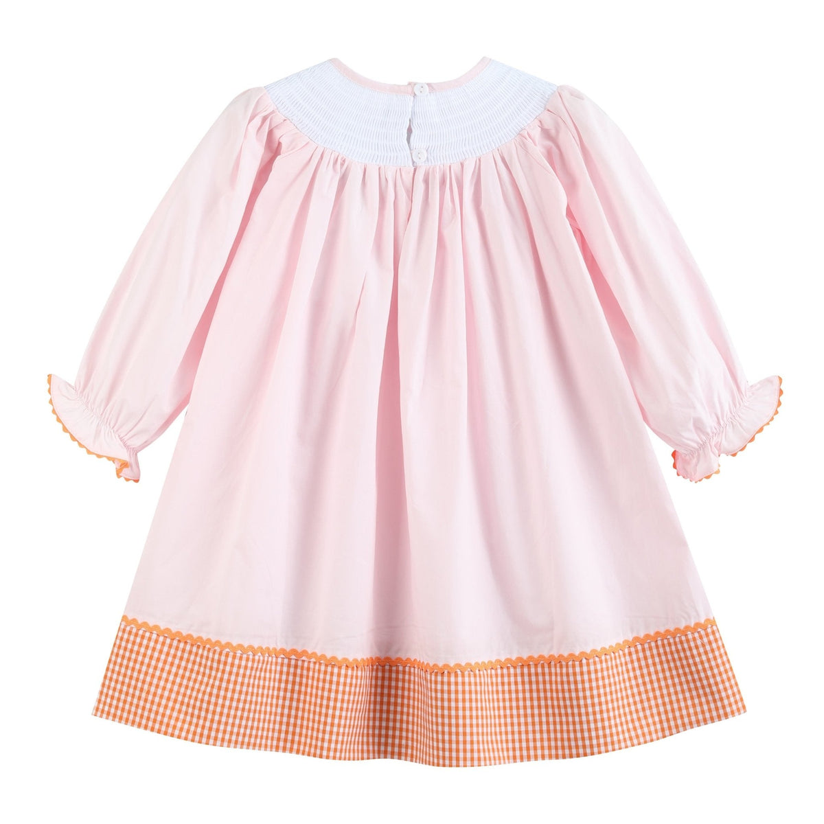 Halloween Pink and Orange Gingham Boo Smocked Bishop Dress