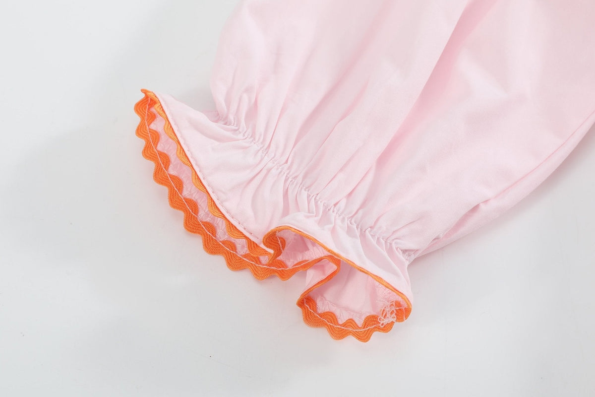 Halloween Pink and Orange Gingham Boo Smocked Bishop Dress