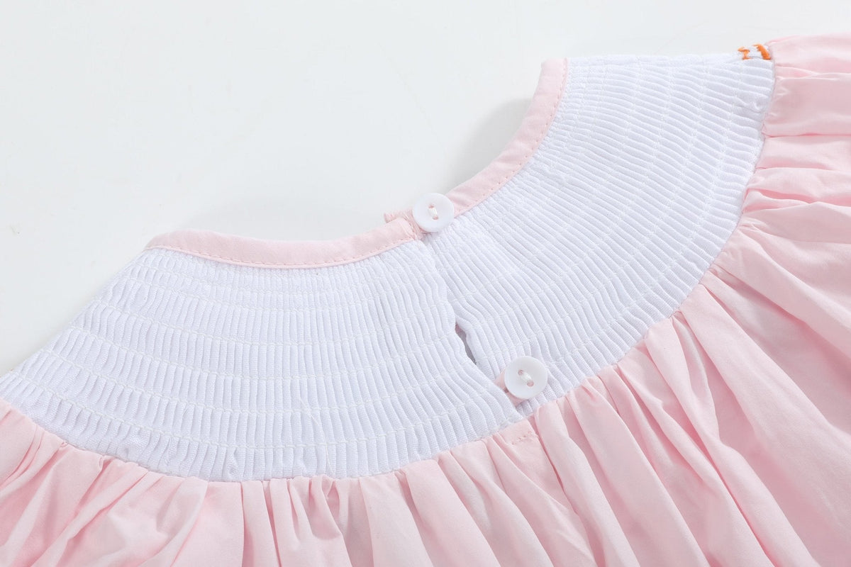 Halloween Pink and Orange Gingham Boo Smocked Bishop Dress
