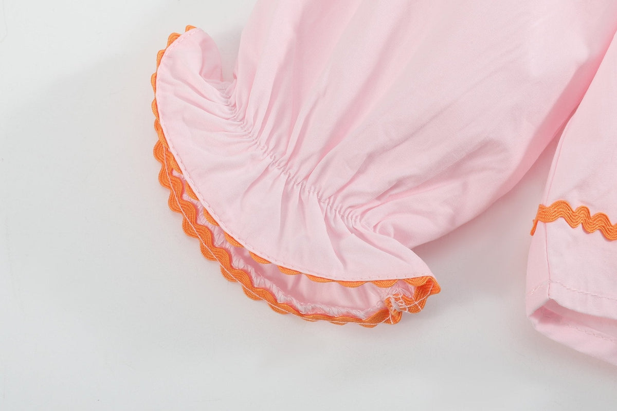 Halloween Pink and Orange Gingham Boo Smocked Dress and Bloomer Set