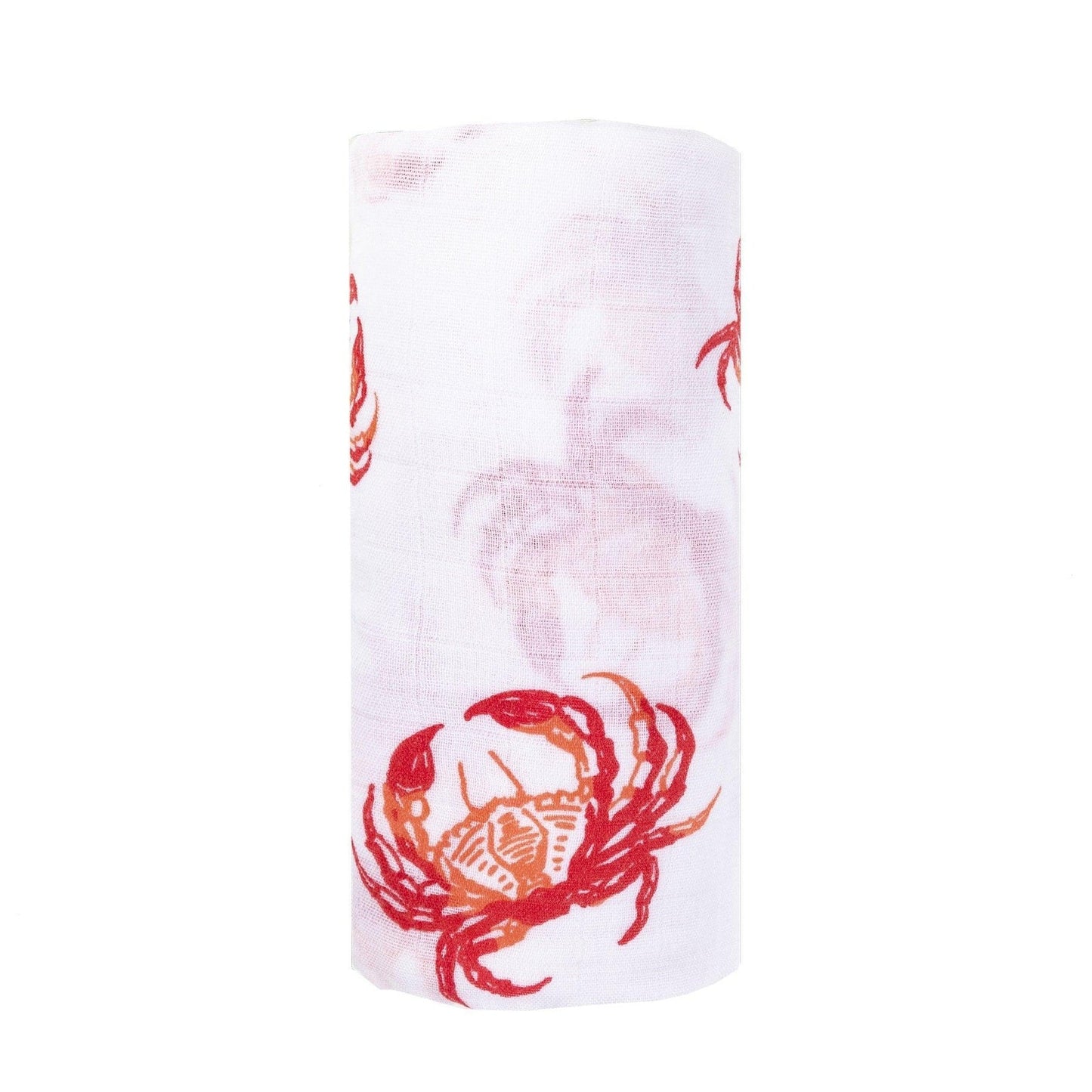 Pink Crab Newborn Gift Set: Muslin Swaddle & Bib | Organic Cotton