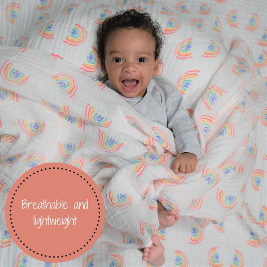Somewhere Over The Rainbow Baby Muslin Swaddle Blanket