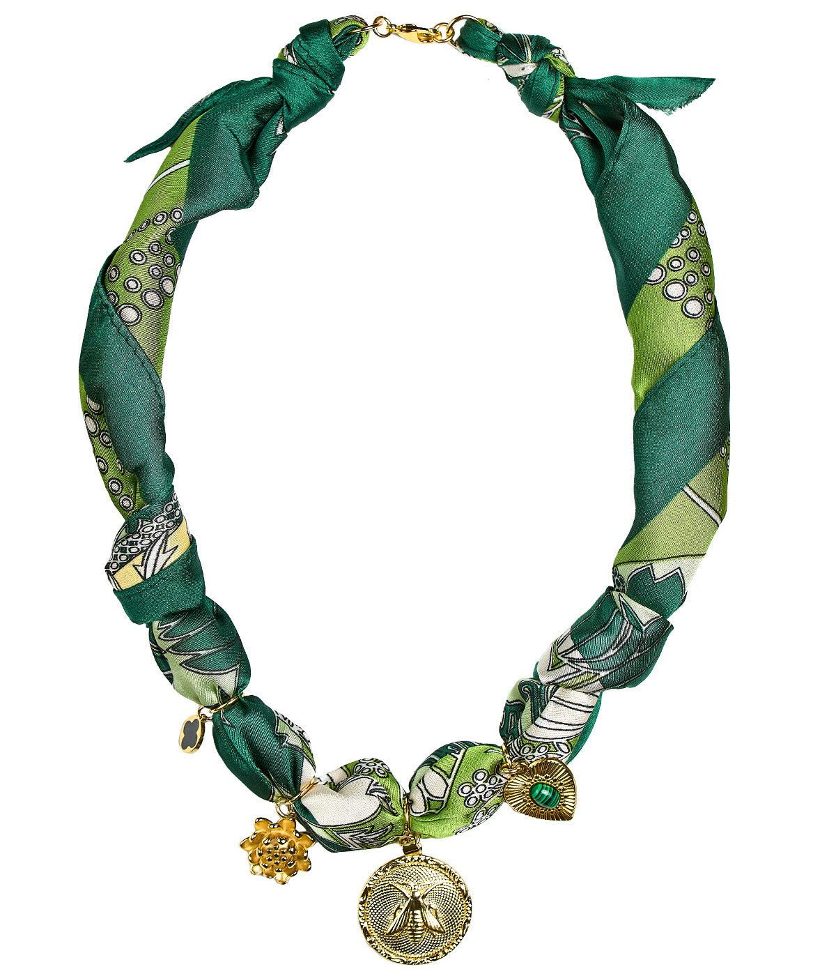 Reese - Green Bee Charm - Scarf Necklace