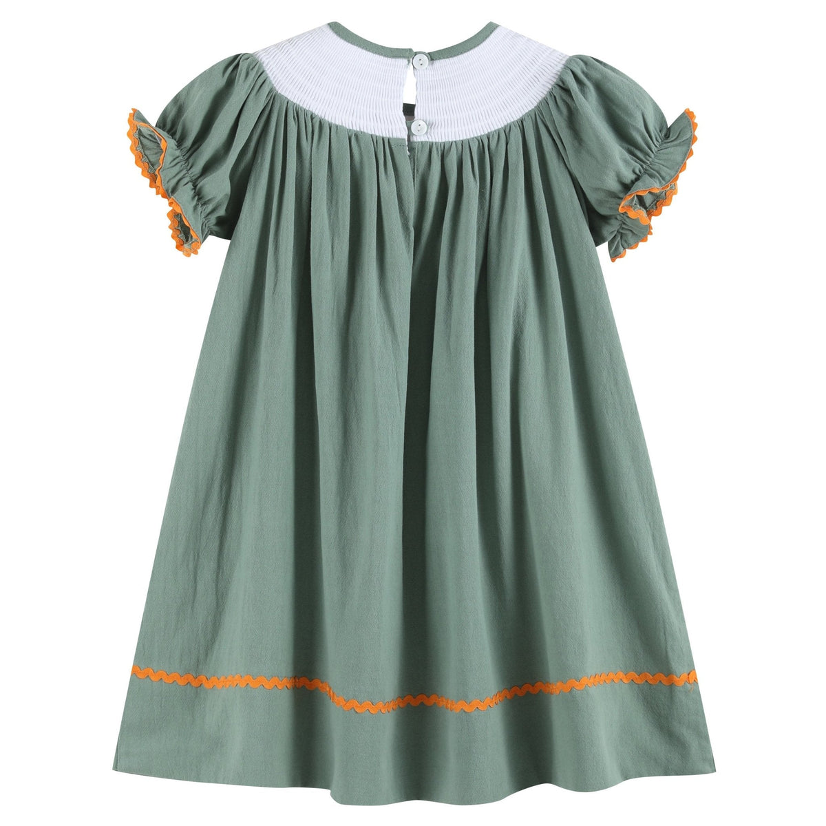 Sage Green Pumpkin Smocked Bishop Dress for Girls