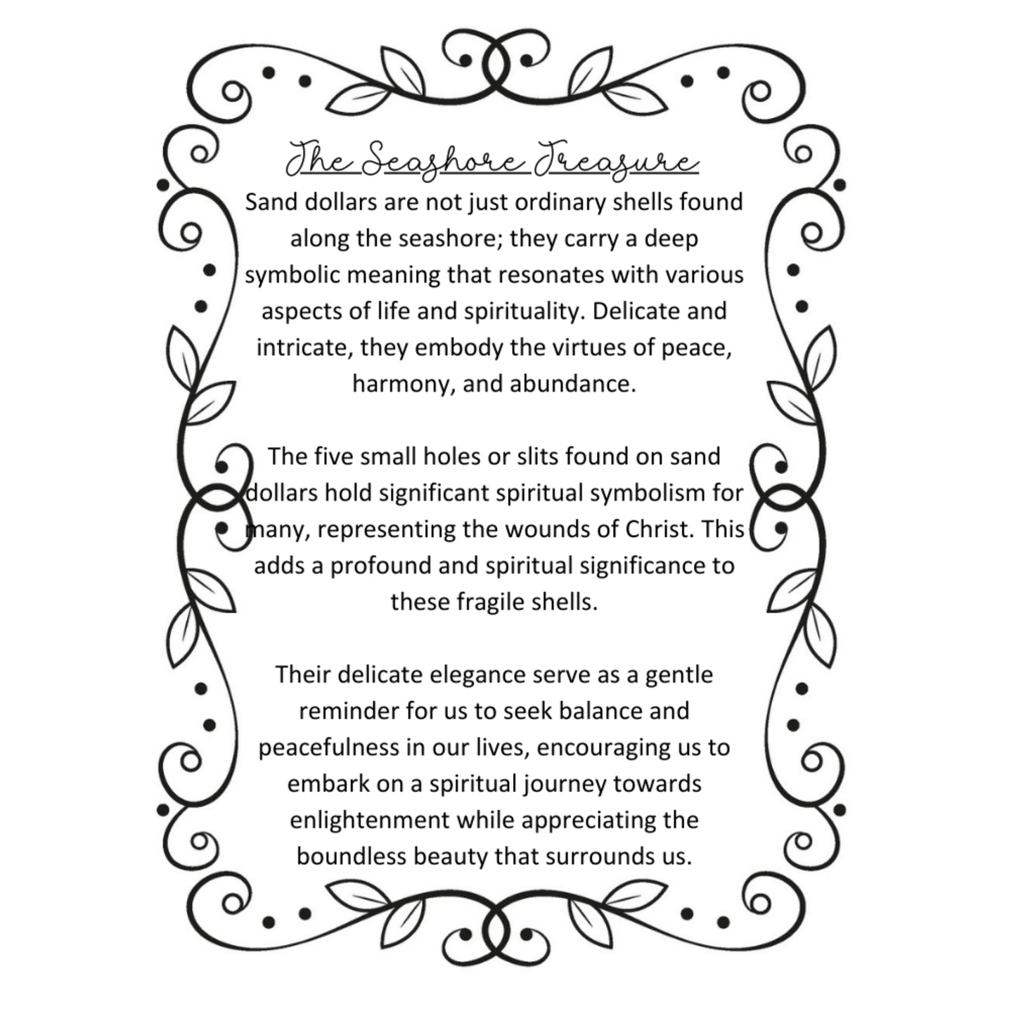 The Seashore Treasure Sand Dollar Journey to Enlightenment Wood Story Ornament