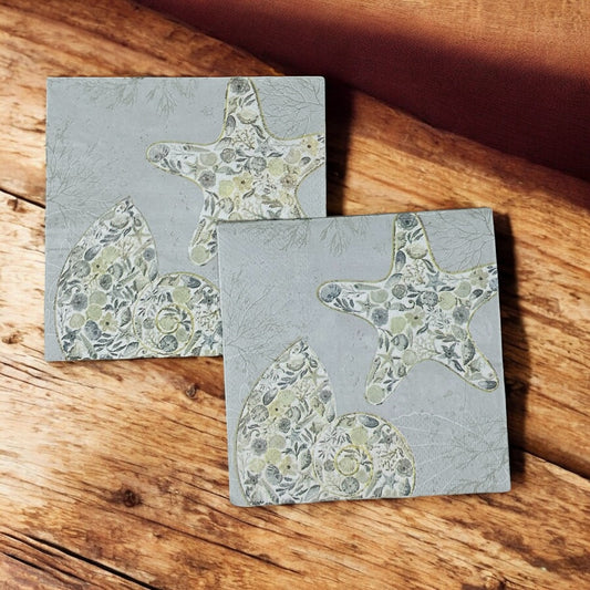 Starfish & Seashell Decoupage Napkins – Coastal Ocean Cocktail Napkins by Roberts and Reid
