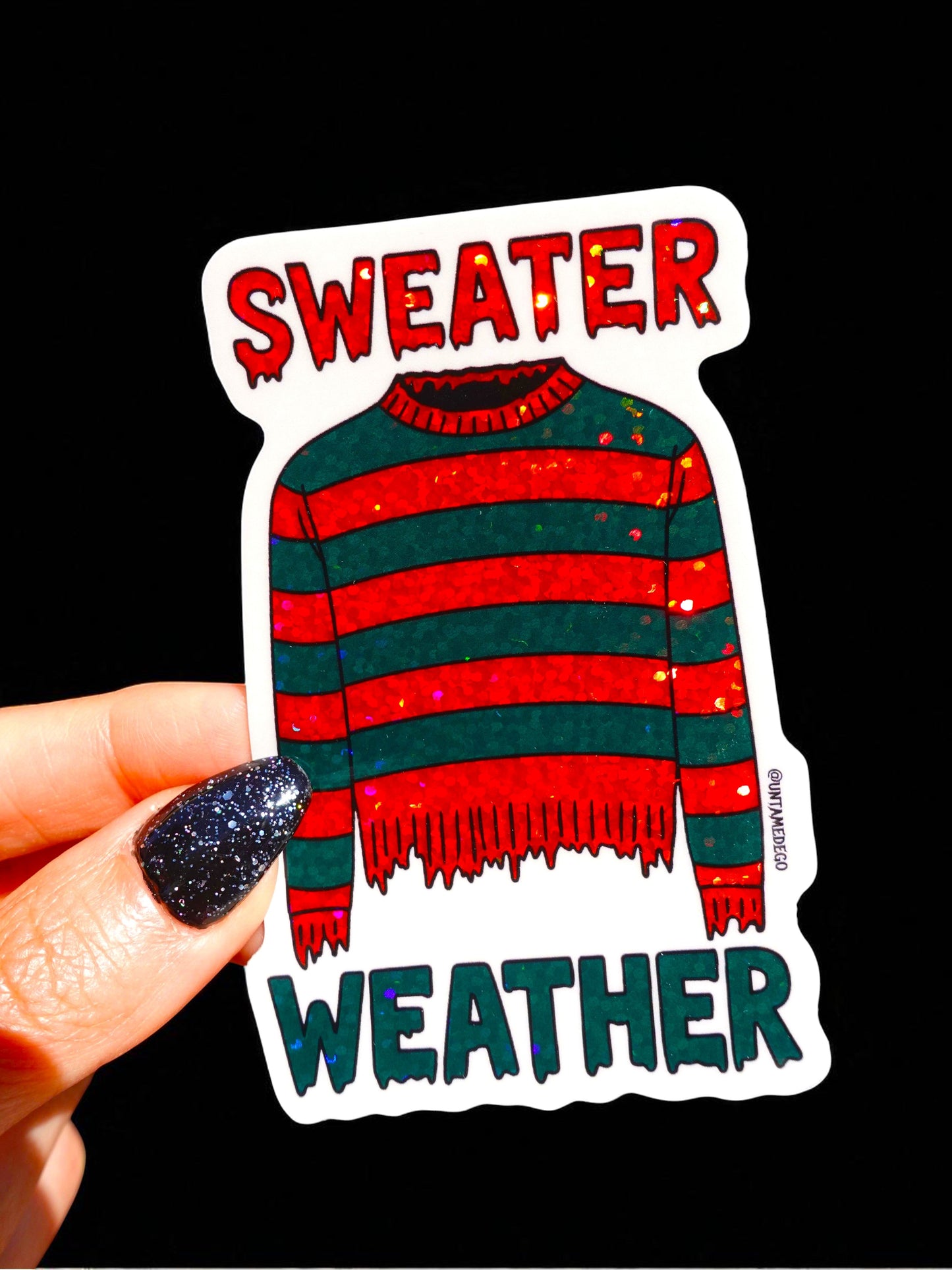 Sweater Weather Horror Halloween Glitter Vinyl Sticker