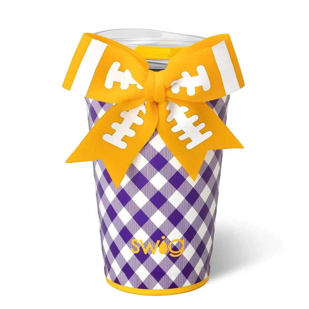 Swig GAMEDAY GINGHAM PURPLE + YELLOW Party Cup 24oz