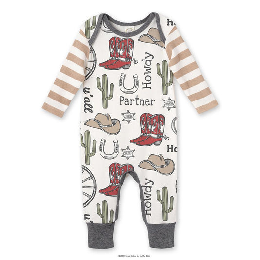 Western Cowboy Howdy Partner Cotton Romper