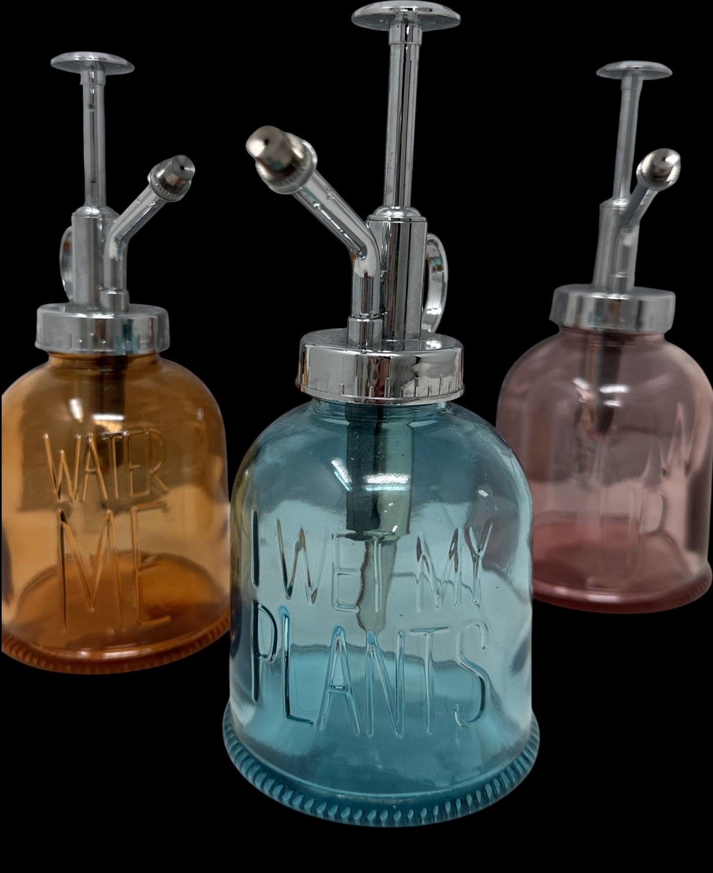 "WATER ME" Orange Colored Glass Garden Water Mister