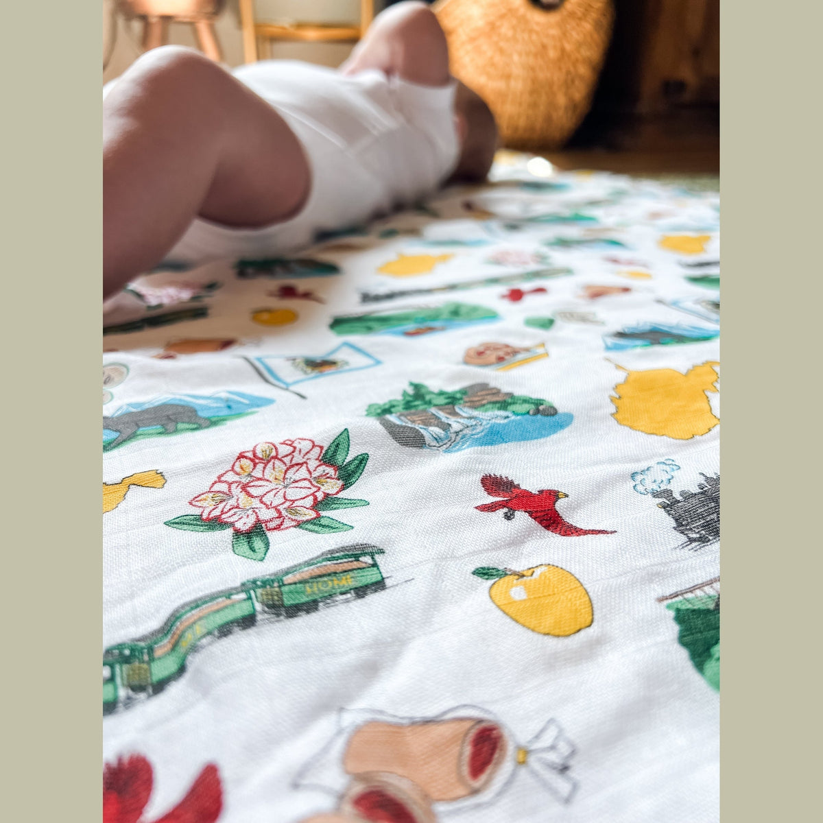 West Virginia Newborn Gift Set: Muslin Swaddle & Bib