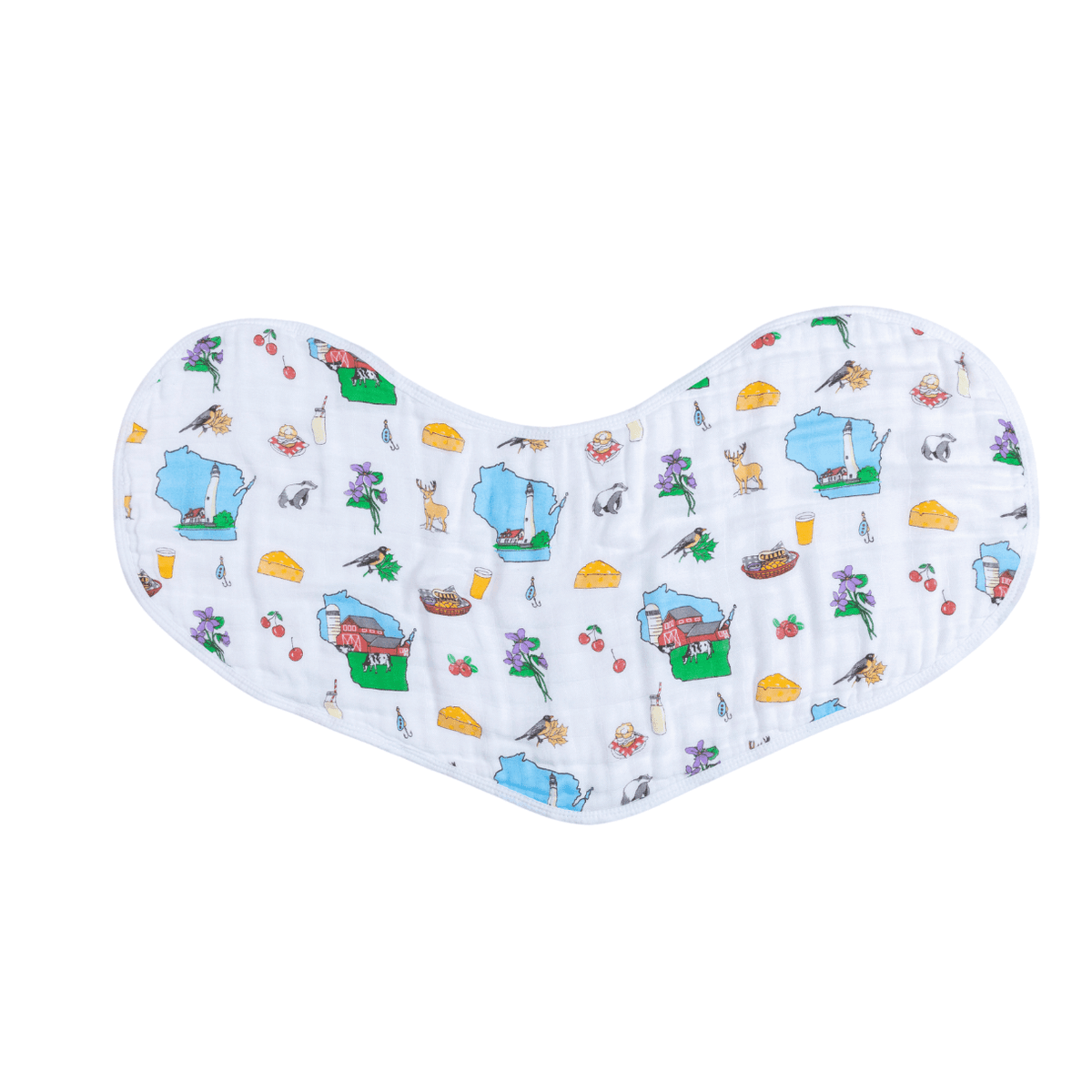 Wisconsin Newborn Gift Set: Muslin Swaddle & Bib | Organic Cotton