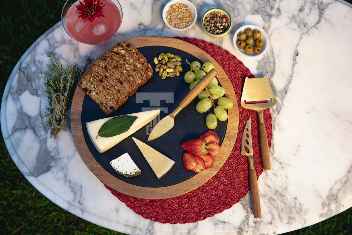 Texas Tech Red Raiders - Insignia Acacia and Slate Serving Board with Cheese Tools