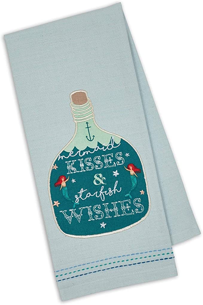 Nautical Embroidered Kitchen Towel Set of 3 — Beach House Decor Gift