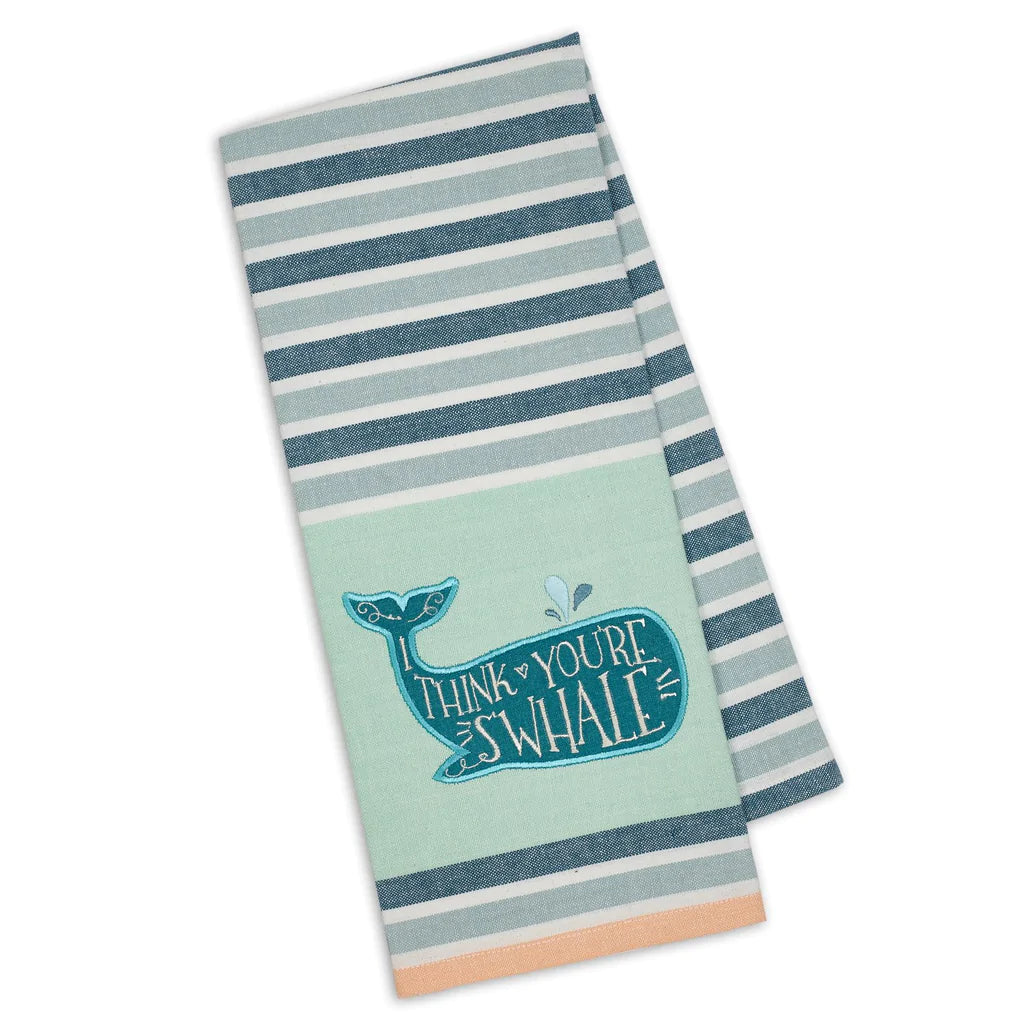 Nautical Embroidered Kitchen Towel Set of 3 — Beach House Decor Gift