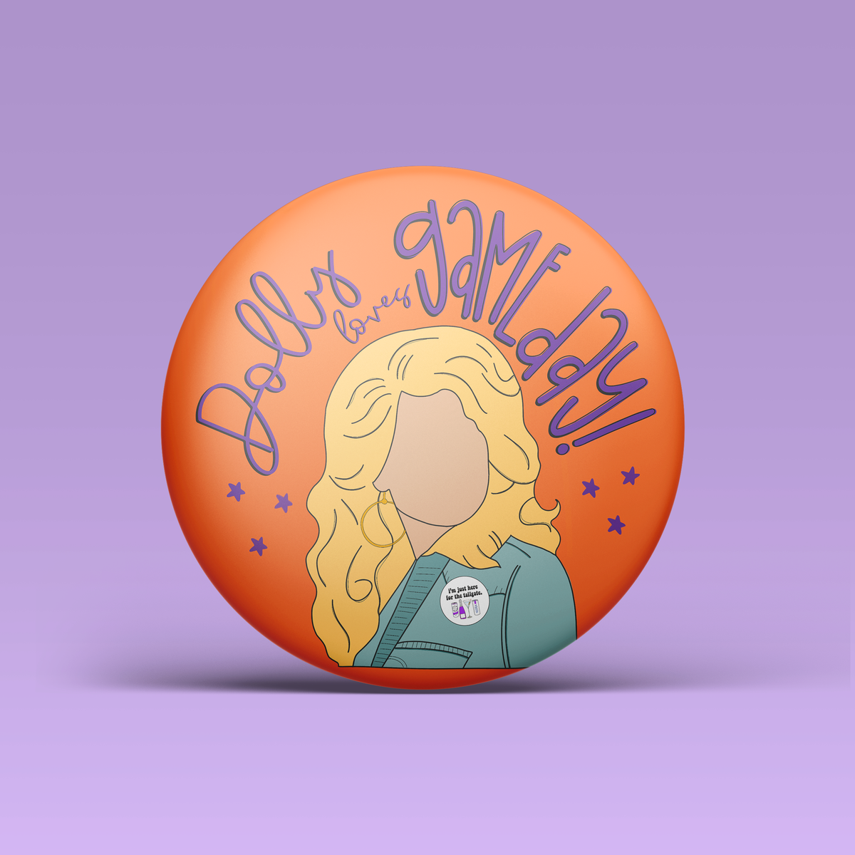 Dolly <3s Gameday Button - Purple & Orange