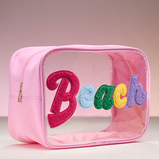 Transparent "BEACH" Lettering Makeup Bag